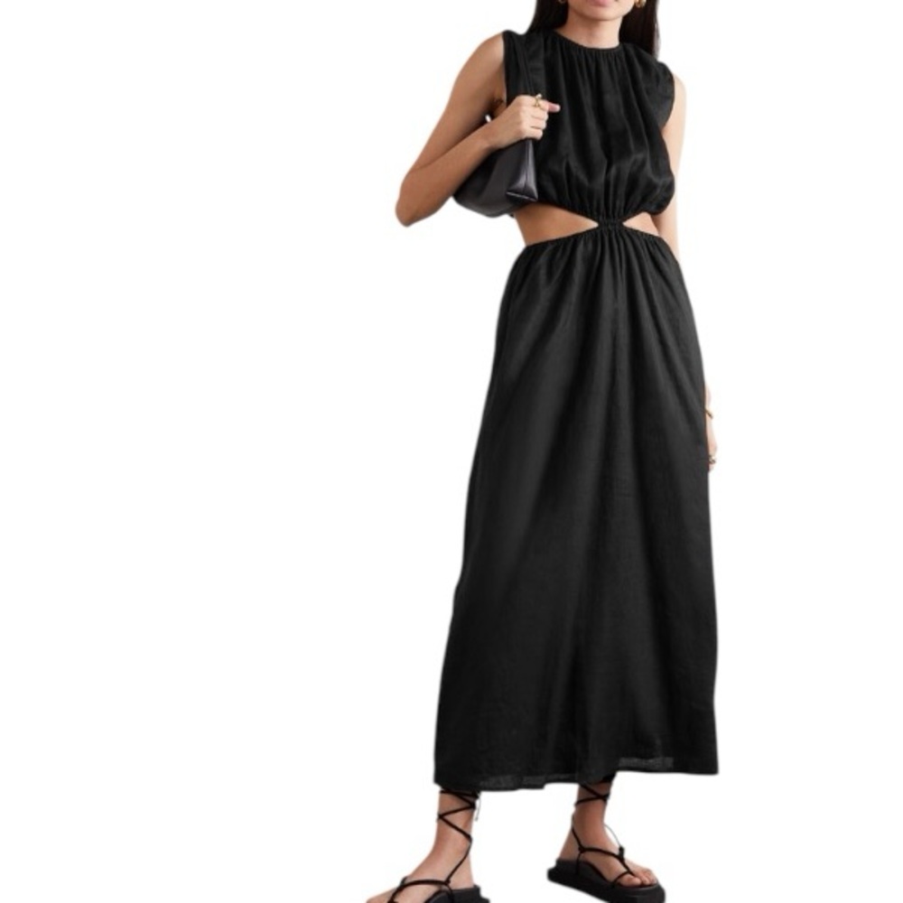 FAITHFUL THE BRAND LAS FLORES LINEN BLACK MAXI SIZE MEDIUM
